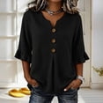 thumbnail image 5 of Women's 3/4 Sleeve V-Neck Plus Size Casual Fashion Blouse Loose Comfortable Top, 5 of 5