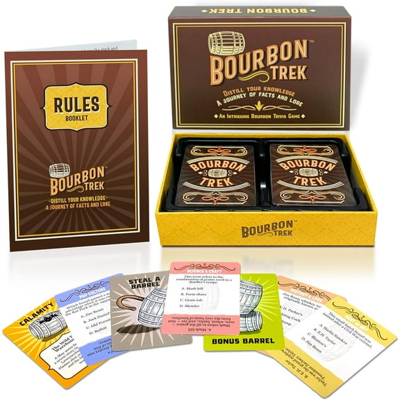 Bourbon Trek Bourbon Gifts for Men Trivia Card Game Set - Embark on a Journey of Facts & Lore - Unique Whiskey Gifts for Men - Fun & Educational Whisky Gift Man - Whiskey Lovers Games 2-6 Players