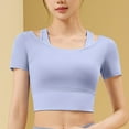 thumbnail image 2 of AherBiu Workout Tops for Women Cropped Athletic Shirts 2 in 1 Racerback Yoga Tops Short Sleeve Lightweight Quick-Dry Activewear, 2 of 4