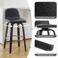 thumbnail image 6 of Swivel Bar Stools Set of 2, 29" Counter Height Upholstered PU Leather Barstools with Low Back Walnut Bentwood Legs, Mid Century Modern Bar Chair Kitchen Island Stool, 6 of 11