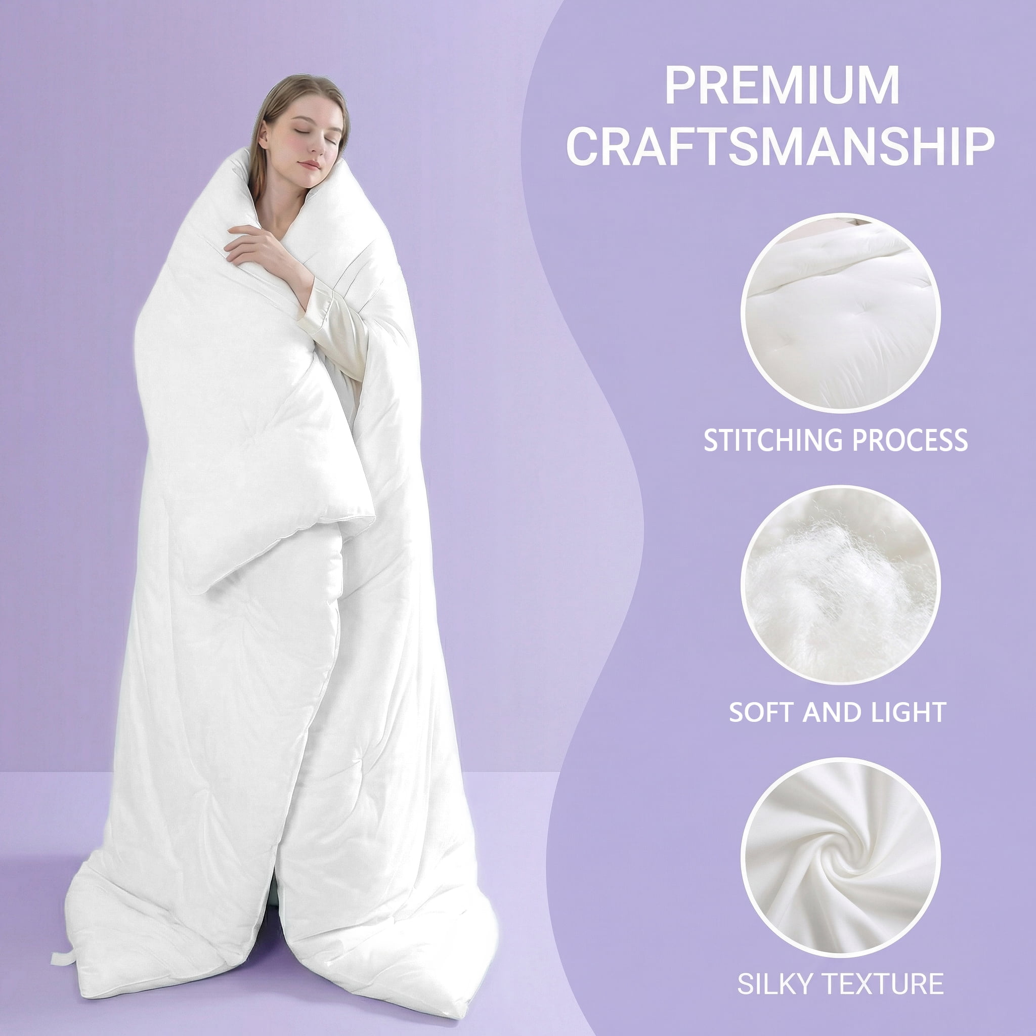 Soft Fluffy Comforter, Extra Bounce, White, All Season Cozy Bedding.(Queen)