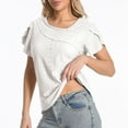 thumbnail image 2 of Tamaño Más Suelto Ajuste Camisetas para las Mujeres con Cuello en V de Manga Corta Suelta Camisa Superior, Poliéster, 2 of 4