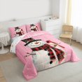 thumbnail image 3 of Manfei Kawaii Snowman Bedding Comforter Set for Kids Children, Merry Christmas Twin Comforter Sets, Snow Cardinal Bird Bedding Set, Pink Home Decor Reversible 2pcs, 3 of 8