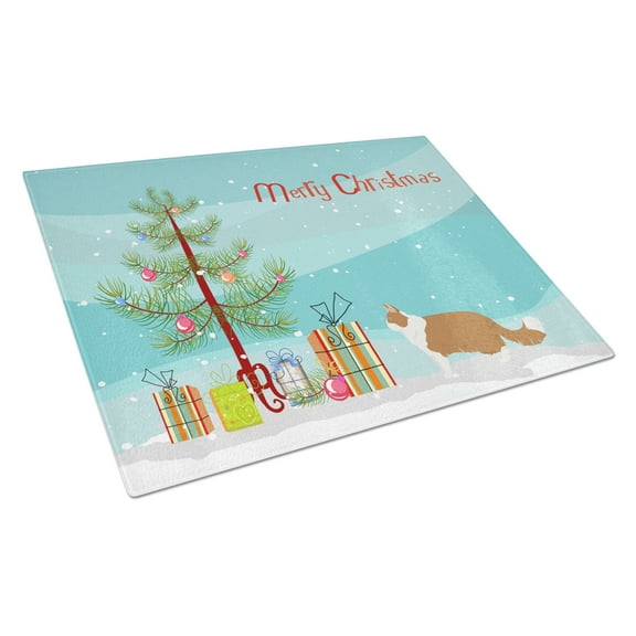 Carolines Treasures CK4665LCB Norwegian Forest 2 Cat Merry Christmas Glass Cutting Board Large, 12H x 16W, multicolor