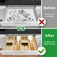 thumbnail image 4 of Bamboo Silverware Drawer Organizer, Compact kitchen Drawer Organizer for Flatware, Utensil Holder for Spoons, Forks, Knives, Drawer Organization for Kitchen, Bathroom, Livingroom, Office,2pcs, 4 of 8