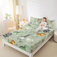 thumbnail image 3 of Castle Fairy Kawaii Animal Giraffe Monkey Zebra Queen Sheets 4 Pieces,Cute Tropical Palm Leaf Queen Sheet Sets,Sage Green,1 Fitted Sheet, 1 Flat Sheet and 2 Pillowcases, 3 of 6