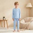 thumbnail image 6 of masbird Toddler Girls Boys Pajamas Cotton Kids 2 Piece Solid Color Pjs Sleepwear Clothes Sets Fall Winter 6-12 Months 12-24 Months 2t 3t 4t 5t 6t 7t 8t 9t Children(Blue,7-8 Y), 6 of 7