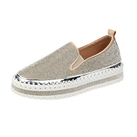 

Vedolay Diamonds Women Solid Color Casual Lace-Up Sport Shoes Breathable Single Shoes High Heel Wedge Sandals(Silver 6)