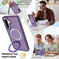 thumbnail image 3 of Asuwish Phone Case for Samsung Galaxy A37 5G Tempered Glass Screen Protector Magnetic Folding Stand Frosted Translucent Rugged Shockproof Protective Cell Cover A 37 37A LTE Women Men Deep Purple, 3 of 6