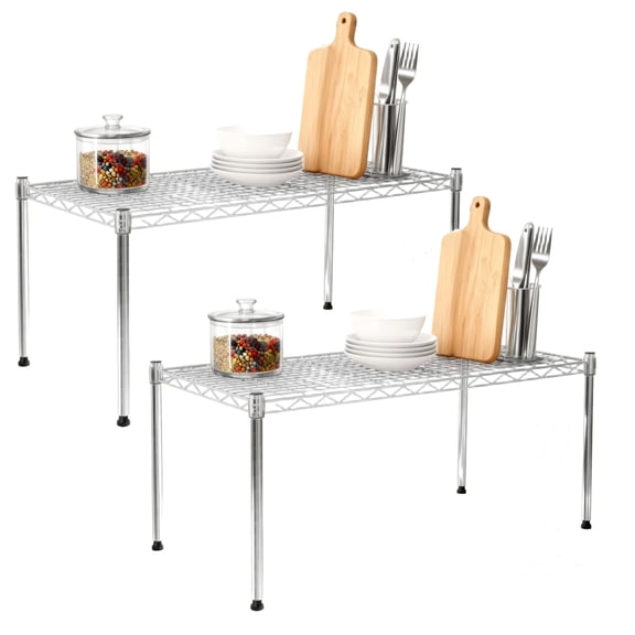 Jopath 2 Pack Heavy Duty 1-Tier Shelving Storage Shelves,Adjustable Storage Units,Steel Wire Shelving Shelves,30" W x 14" D x 15" H
