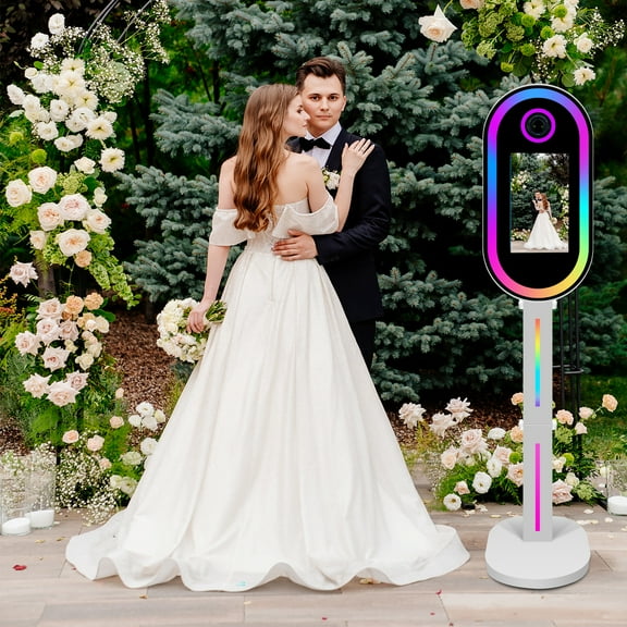 Magic Mirror Photo Booth 15.6 Inch with RGB Light, DSLR Photobooth Machine Selfie Portable Touch Screen with Flight Case for Wedding Party Events