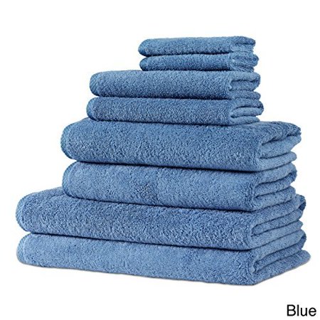 (Blue) Salbakos Arsenal Turkish Quick Dry 8-piece Towel Set with Bath Sheets