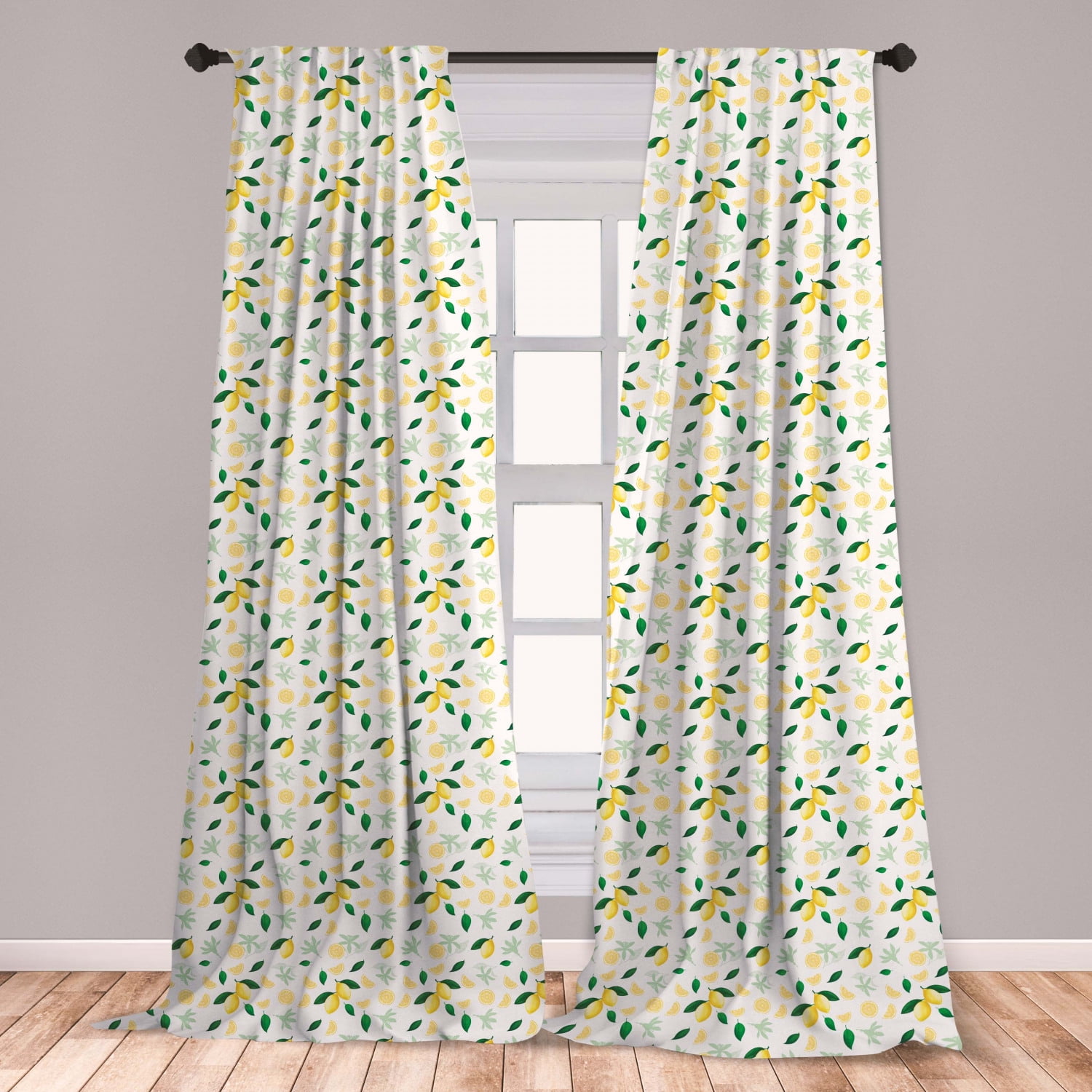 Lemon Curtains 2 Panels Set, Summer Tree Branches Ripe Slices Freshness ...