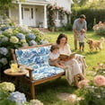thumbnail image 7 of YLLN Porch Swing Cushions With Backrest, 4" Thicken Waterproof Outdoor Bench Cushion, Patio Swing Cushion Replacement, For Outdoor Indoor Garden Furniture, Only Cushion（40" x 63",Blue Leaf）, 7 of 7