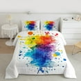 thumbnail image 2 of Manfei Art Watercolor Queen Comforter Set for Kid, Colorful Splash Splatter Bedding Comforter Set, Modern Fashion Abstract Reversible Bedding Set, Breathable Home Decor, 3pcs, 2 of 8