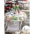 thumbnail image 6 of Outdoor Tablecloth with Umbrella Hole Zipper Spring Floral Round Tablecloth 60" Waterproof Outside Table Cloth Colorful Summer Watercolor Botanical Patio Table Cover Tablecloths for Picnic Party, 6 of 8