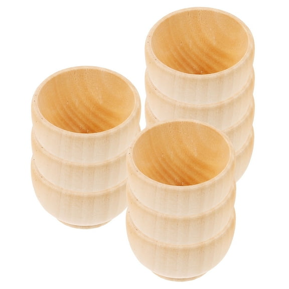 ROSENICE 10Pcs Small Wood Bowls for Crafts Diy Projects Color Unpainted Decorative