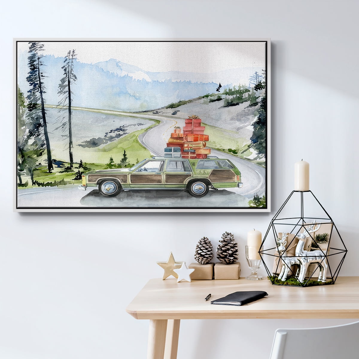 Holiday Vacation II - Framed Gallery Wrapped Holiday Canvas - 27 x 41 - White Frame