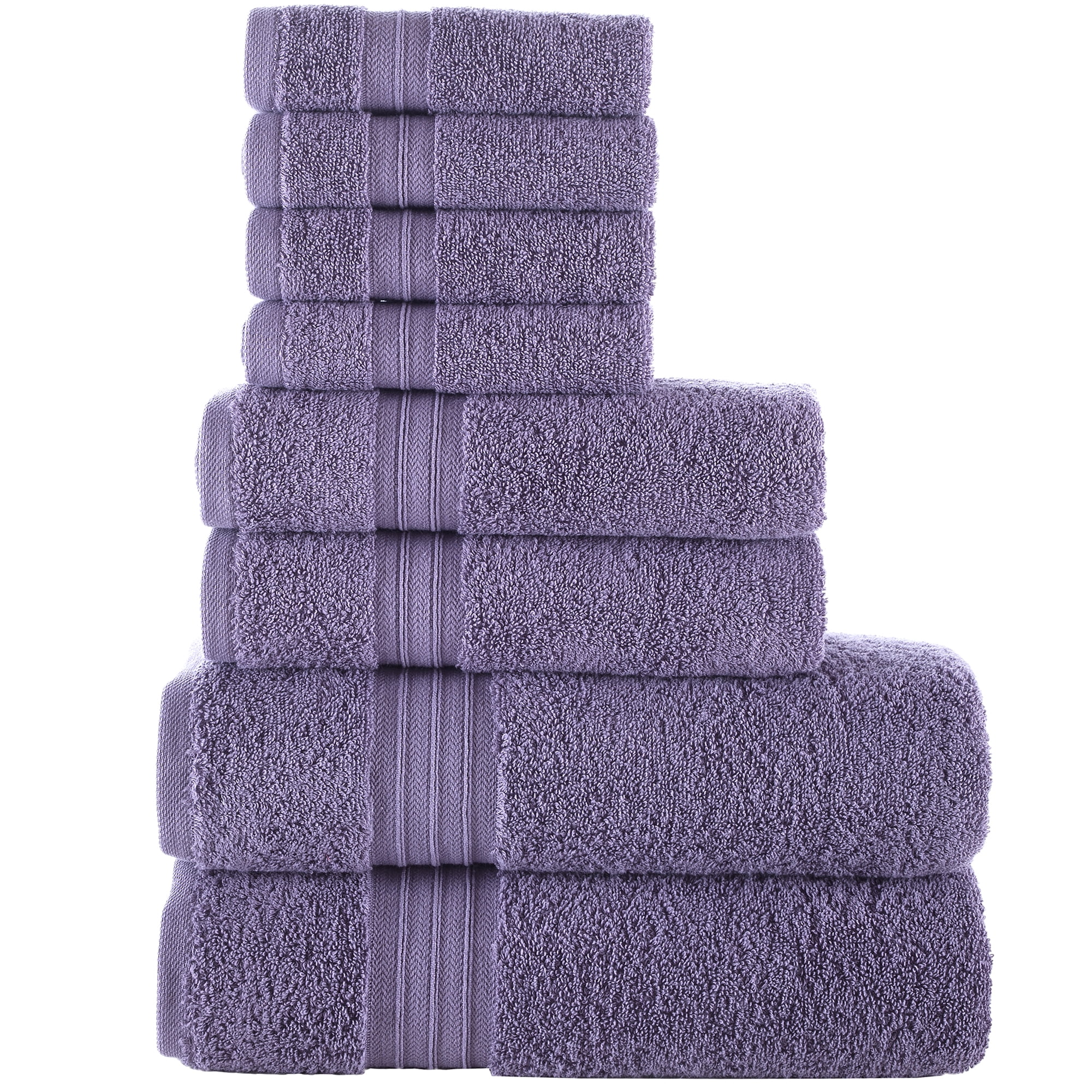 Qute Home Mauve Purple Towels Set of 8 Bosporus Collection Towel Set