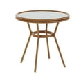 thumbnail image 2 of Merrick Lane 31.5" Aluminum French Style Outdoor Bistro Table with Tempered Glass Top, White/Navy, 2 of 12