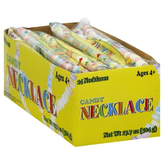 Smarties Candy Necklace - Bulk Candy Individually Wrapped - Gluten Free & Vegan, Fruit Flavored, Hard Candy on Stretch String - Perfect Party Favors, Birthdays & Halloween Hard Candy Box - 24 Count