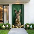 thumbnail image 4 of AZXY Easter Bunny Door Cover 71x35 Inch, Bunny with Gold Bow and Golden Eggs Door Banner Backdrop, Spring Front Door Decorations for Outdoor Porch Farmhouse Easter Party Wall Home Decor, 4 of 7