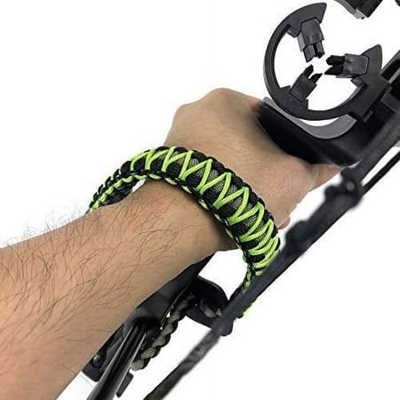 SUNYA Archery Bow Wrist Sling Paracord Strap Comfortable on Hand.Fit Compound Bow Stabilizer & Recurve. Full Grain Leather Yoke with Brass Accessories (Dark Angel)
