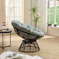 thumbnail image 3 of 36'' Swivel Papasan Chair with Cushion, Outdoor Indoor Rattan Reading Chair, 360° Round Lounge Chair with PE Wicker Frame, Cozy Bowl Accent Chair for Patio Porch Garden Deck Poolside, 3 of 9
