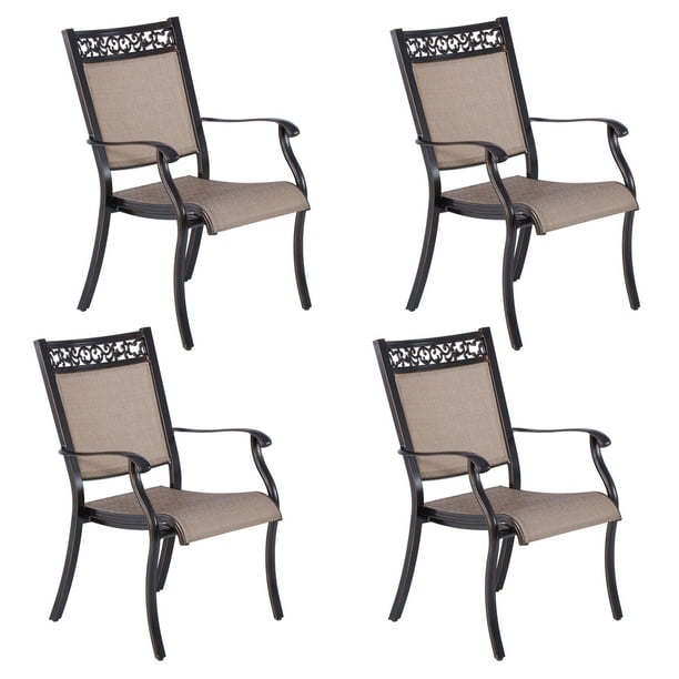 Outdoor Dining Chairs Set of 4 with Armrests, Aluminum Rustresistance