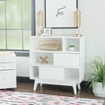 thumbnail image 2 of Powell Nixon 3-Shelf Bookcase with 2 Sliding Door Panels, Pure White, 2 of 13
