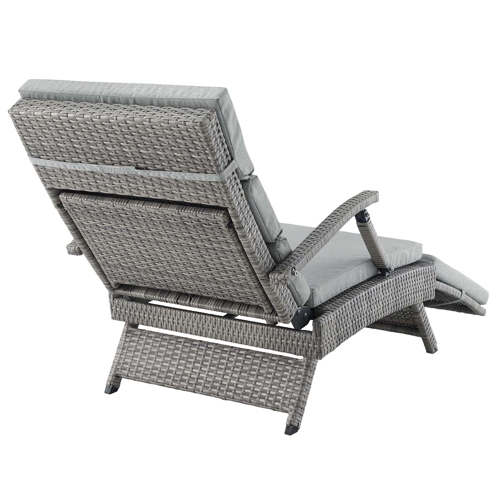 Modern Contemporary Urban Design Outdoor Patio Balcony Garden Furniture Lounge Chair Chaise, Rattan Wicker, Grey Gray - image 4 of 8