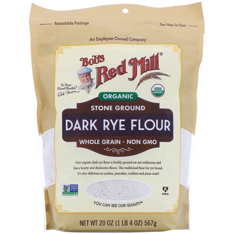 Bob's Red Mill, Organic Dark Rye Flour, Whole Grain, 20 oz (567 g)(pack