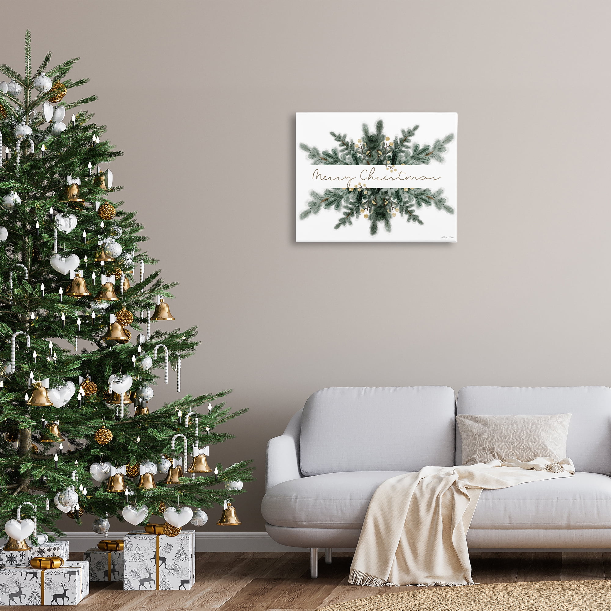 Stupell Industries Festive Fir Phrase Holiday Painting Gallery Wrapped Canvas Art Print Wall Art, 30 x 24