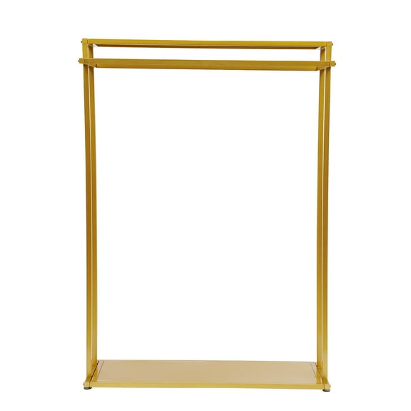 Gold Clothes Rack Metal Garment Rack with Industrial Style, Portable Vintage Clothes Display Stand for Living Room Clothing Store, 2-Shelves Design 47.2x15.7x66.9 inch