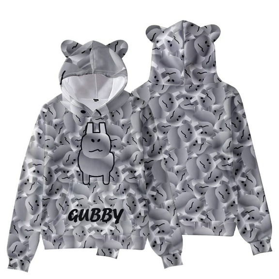 Boys Forsaken Gubby 3D Figure Printed Sweatshirt Kids Funny Cute Rabbit Gubby Cat's Ear Shaped Hoodie
