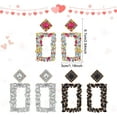 thumbnail image 2 of 1 Box 3 Pairs 3 Colors Rhinestone Hollow Out Rectangle Dangle Stud Earrings Alloy Long Drop Earrings for Woman Mixed Color 67mm Pin: 0.6mm 1 Pair/color, 2 of 7