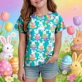 thumbnail image 2 of Staki Rabbit Short Sleeve Tops Toddler Girls T-Shirt Short Sleeve Shirt Bunny Print Cute Summer Tops Tees 1-9Y 10-13Y(Sky Blue,4-5 Years), 2 of 6