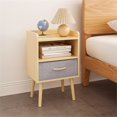 thumbnail image 3 of Nightstand with Fabric Drawer 2-Tier Storage End Table Wood Side Table-Oak, 3 of 6