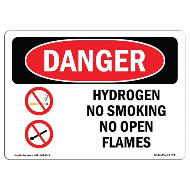 SignMission OS-DS-A-1218-L-1371 12 x 18 Po Signe de Danger OSHA - Hydrogène Non Fumeur Pas de Flammes Nues