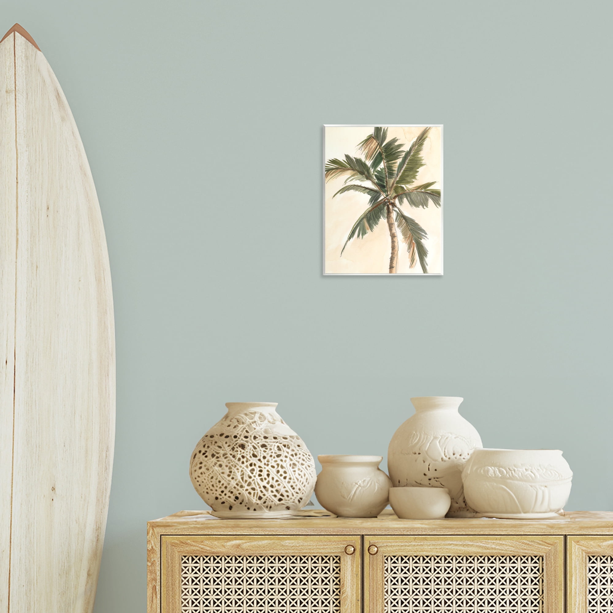 Stupell Industries Muted Palm Tree Plants & Flowers Painting Unframed Art Print Wall Art, 11 x 14