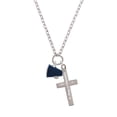thumbnail image 2 of Delight Jewelry Silvertone Small Navy Blue Megaphone Be Strong and Courageous Engraved Cross Zoey Necklace, 28", 2 of 4