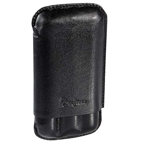 Cuban Crafters Sienna 3 Finger Black Leather Cigar Travel Case