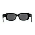 thumbnail image 4 of Womens Mod Retro Rectangle Minimal Plastic Sunglasses All Black, 4 of 4