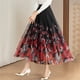 thumbnail image 2 of Gibobby faldas largas de verano para mujer, falda elástica de cintura alta con patrón de malla de capas, falda grande con vuelo(Rojo, M), 2 of 5