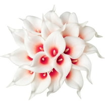 10pcs Artificial Calla Lily Flower Real Touch Latex Flowers for DIY Wedding Bouquet Party Home Decor (White-Yellow Core)