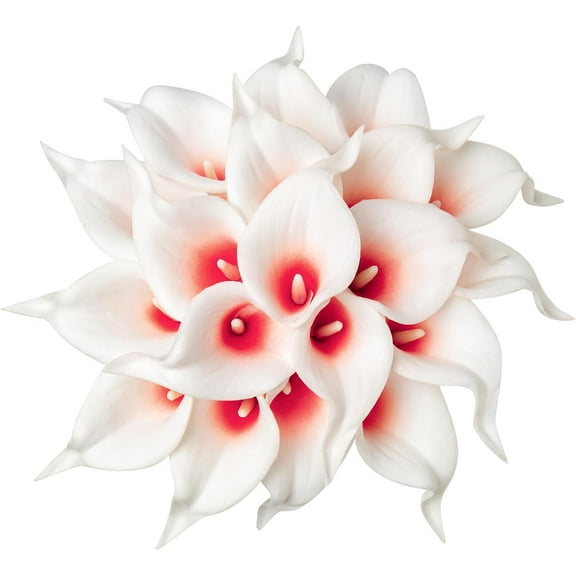 20Pcs Artificial Calla Lily Flower Real Touch Latex Flowers for DIY Wedding Bouquet Party Home Decor (Pure White)