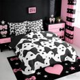 thumbnail image 2 of Erosebridal Black Bowknot Kids 7pcs Bedding Comforter Set,Cute Polka Dots Queen Bedding Sets For Kids Girls,Reversible black, 2 of 7