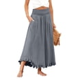 thumbnail image 7 of Women's Retro Boho Summer Long Skirt, Comfy Smocked High Waisted Maxi Skirts, Casual Chic Flowy Skirt for Beach Holiday Travel, 7 of 7