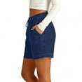 thumbnail image 6 of HADST HADST Women's Pleated High Waisted Denim Shorts Elastic Waist Wide Leg Stretchy Faux Jeans with Side Pockets, 6 of 7