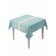 thumbnail image 2 of Aqua Beige Striped Tablecloth Square Table Cloth 54x54, Waterproof Outdoor Table Cloth Covers Decorative Table Protector, Modern Farmhouse Retro Lines Washable Table Cover for Kitchen Dinning Party, 2 of 8